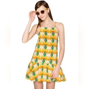 Pixie Market Yellow Psychedelic Botanical Mini- Dress 🧡 Size M